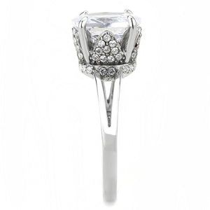 DA314 - No Plating Stainless Steel Ring with AAA Grade CZ  in Clear