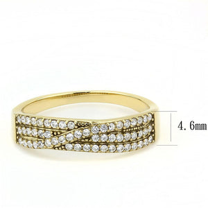 DA321 - IP Gold(Ion Plating) Stainless Steel Ring with AAA Grade CZ  in Clear