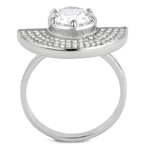 DA336 - No Plating Stainless Steel Ring with AAA Grade CZ  in Clear