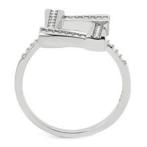 DA341 - No Plating Stainless Steel Ring with AAA Grade CZ  in Clear