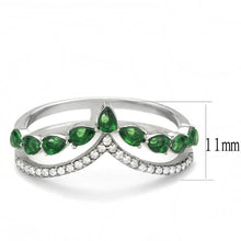 Load image into Gallery viewer, DA347 - High polished (no plating) Stainless Steel Ring with Synthetic Synthetic Glass in Emerald