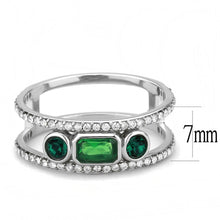 Load image into Gallery viewer, DA348 - High polished (no plating) Stainless Steel Ring with Synthetic Synthetic Glass in Emerald