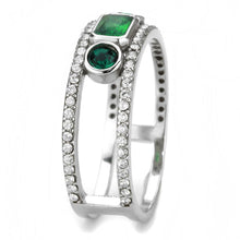 Load image into Gallery viewer, DA348 - High polished (no plating) Stainless Steel Ring with Synthetic Synthetic Glass in Emerald