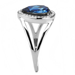 DA349 - High polished (no plating) Stainless Steel Ring with Top Grade Crystal  in Montana