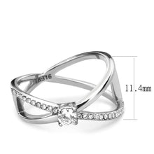 Load image into Gallery viewer, DA351 - High polished (no plating) Stainless Steel Ring with AAA Grade CZ  in Clear