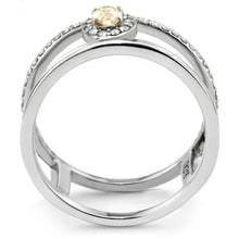Load image into Gallery viewer, DA352 - High polished (no plating) Stainless Steel Ring with AAA Grade CZ  in Champagne