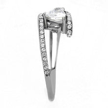 Load image into Gallery viewer, DA355 - High polished (no plating) Stainless Steel Ring with AAA Grade CZ  in Clear