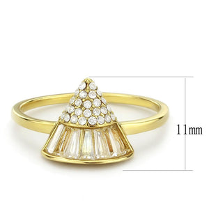 DA359 - IP Gold(Ion Plating) Stainless Steel Ring with AAA Grade CZ  in Clear
