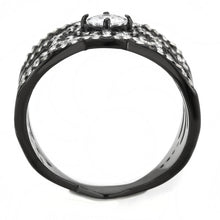 Load image into Gallery viewer, DA363 - IP Black(Ion Plating) Stainless Steel Ring with AAA Grade CZ  in Clear