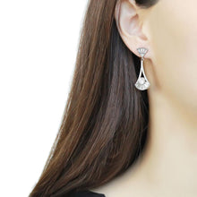 Load image into Gallery viewer, DA373 - High polished (no plating) Stainless Steel Earrings with AAA Grade CZ  in Clear