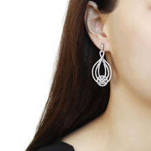 Load image into Gallery viewer, DA374 - High polished (no plating) Stainless Steel Earrings with AAA Grade CZ  in Clear