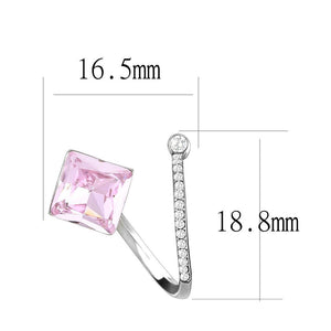 DA377 - High polished (no plating) Stainless Steel Earrings with Top Grade Crystal  in Light Rose