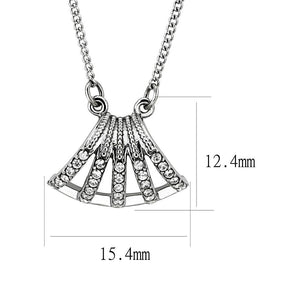 DA380 - High polished (no plating) Stainless Steel Chain Pendant with AAA Grade CZ  in Clear
