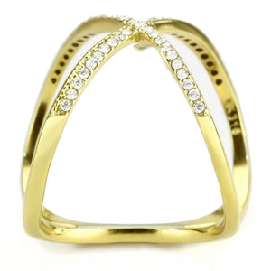 DA387 - IP Gold(Ion Plating) Stainless Steel Ring with AAA Grade CZ  in Clear