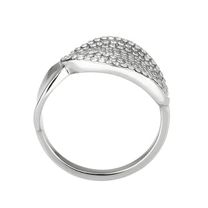 DA388 - High polished (no plating) Stainless Steel Ring with AAA Grade CZ in Clear