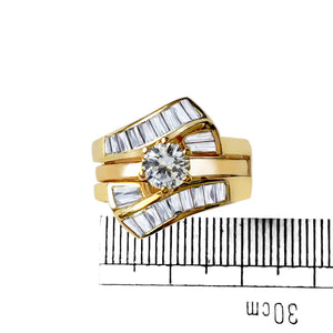 LOAS1373 - Sterling Silver 925 ring set with gold plating in AAA grade CZ ships in one day