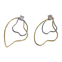 Load image into Gallery viewer, LOAS1370 - Two Tone 925 Sterling Silver Earrings with AAA Grade CZ  in Clear