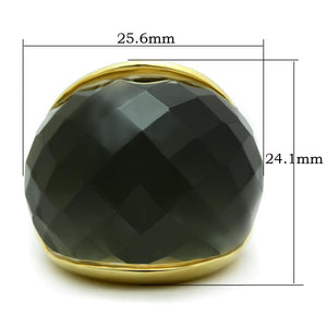 LO1172 - Gold Brass Ring with Precious Stone Conch in White