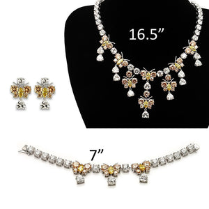 LO1453 - Rhodium Brass Jewelry Sets with AAA Grade CZ  in Multi Color