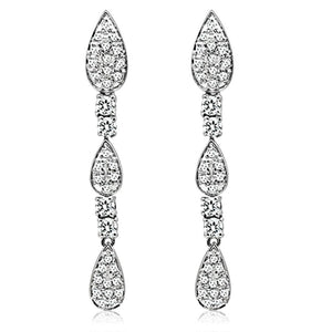 LO2428 - Rhodium Brass Jewelry Sets with AAA Grade CZ  in Clear