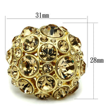 Load image into Gallery viewer, LO2463 - Gold Brass Ring with Top Grade Crystal  in Light Smoked