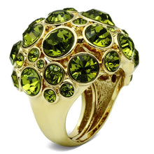Load image into Gallery viewer, LO2544 - Gold Brass Ring with Top Grade Crystal  in Olivine color