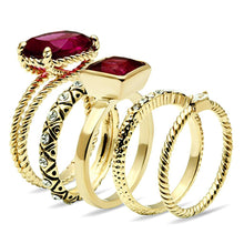 Load image into Gallery viewer, LO2548 - Gold Brass Ring with Synthetic Synthetic Glass in Ruby