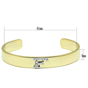 LO2575 - Gold+Rhodium White Metal Bangle with Top Grade Crystal  in Clear