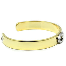 Load image into Gallery viewer, LO2576 - Gold+Rhodium White Metal Bangle with Top Grade Crystal  in Clear