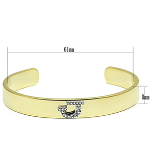 LO2579 - Gold+Rhodium White Metal Bangle with Top Grade Crystal  in Clear