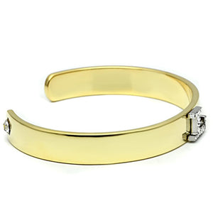 LO2581 - Gold+Rhodium White Metal Bangle with Top Grade Crystal  in Clear