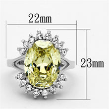 Load image into Gallery viewer, LO2943 - Rhodium Brass Ring with AAA Grade CZ  in Apple Green color