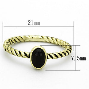 LO3063 - Gold Brass Ring with Synthetic Onyx in Jet