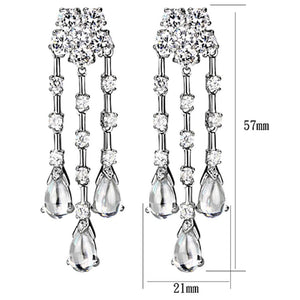 LO3076 - Rhodium Brass Jewelry Sets with AAA Grade CZ  in Clear