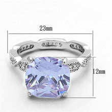 Load image into Gallery viewer, LO3195 Rhodium Brass Ring with AAA Grade CZ in Light Amethyst