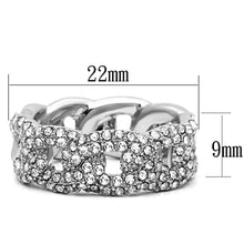 Load image into Gallery viewer, LO3210 - Rhodium Brass Ring with Top Grade Crystal  in Clear