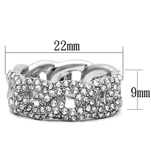 LO3210 - Rhodium Brass Ring with Top Grade Crystal  in Clear