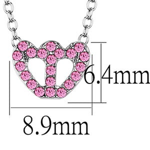 LO3230 - Rhodium Brass Chain Pendant with Top Grade Crystal  in Rose
