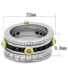 Load image into Gallery viewer, LO3287 - Reverse Two-Tone Brass Ring with AAA Grade CZ  in Black Diamond