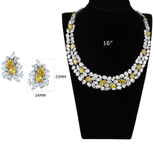 LO3293 Rhodium Brass Jewelry Sets with AAA Grade CZ in Topaz