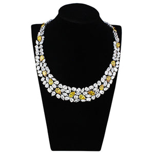 LO3293 Rhodium Brass Jewelry Sets with AAA Grade CZ in Topaz