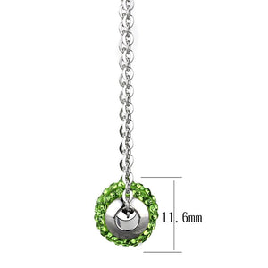 LO3330 - High polished (no plating) Stainless Steel Necklace with Top Grade Crystal  in Peridot