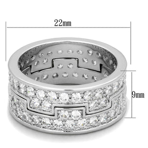 LO3348 - Rhodium Brass Ring with AAA Grade CZ  in Clear