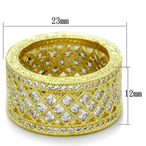 LO3351 - Gold Brass Ring with AAA Grade CZ  in Clear