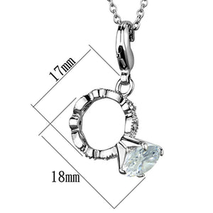 LO3490 - Rhodium Brass Pendant with AAA Grade CZ  in Clear