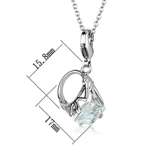 LO3491 - Rhodium Brass Pendant with AAA Grade CZ  in Clear