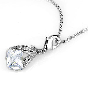 LO3491 - Rhodium Brass Pendant with AAA Grade CZ  in Clear