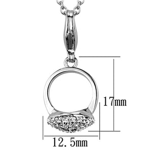 LO3492 - Rhodium Brass Pendant with AAA Grade CZ  in Clear