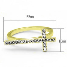 Load image into Gallery viewer, LO3521 Gold Brass Ring with Top Grade Crystal in Clear