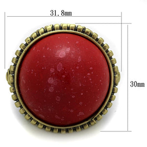 LO3603 - Antique Copper Brass Ring with Synthetic Synthetic Stone in Siam